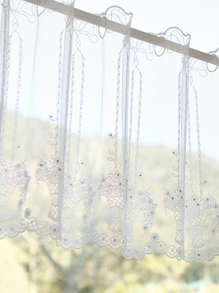 플라워팟 자수 비즈 레이스 바란스 주방 가리개 커튼 커텐 S10cm