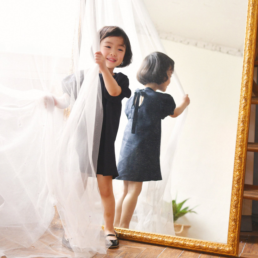 벨라 린넨 원피스 여아 아동 블랙 보통핏 여름 반팔 정장 결혼식 검정 이미지 6
