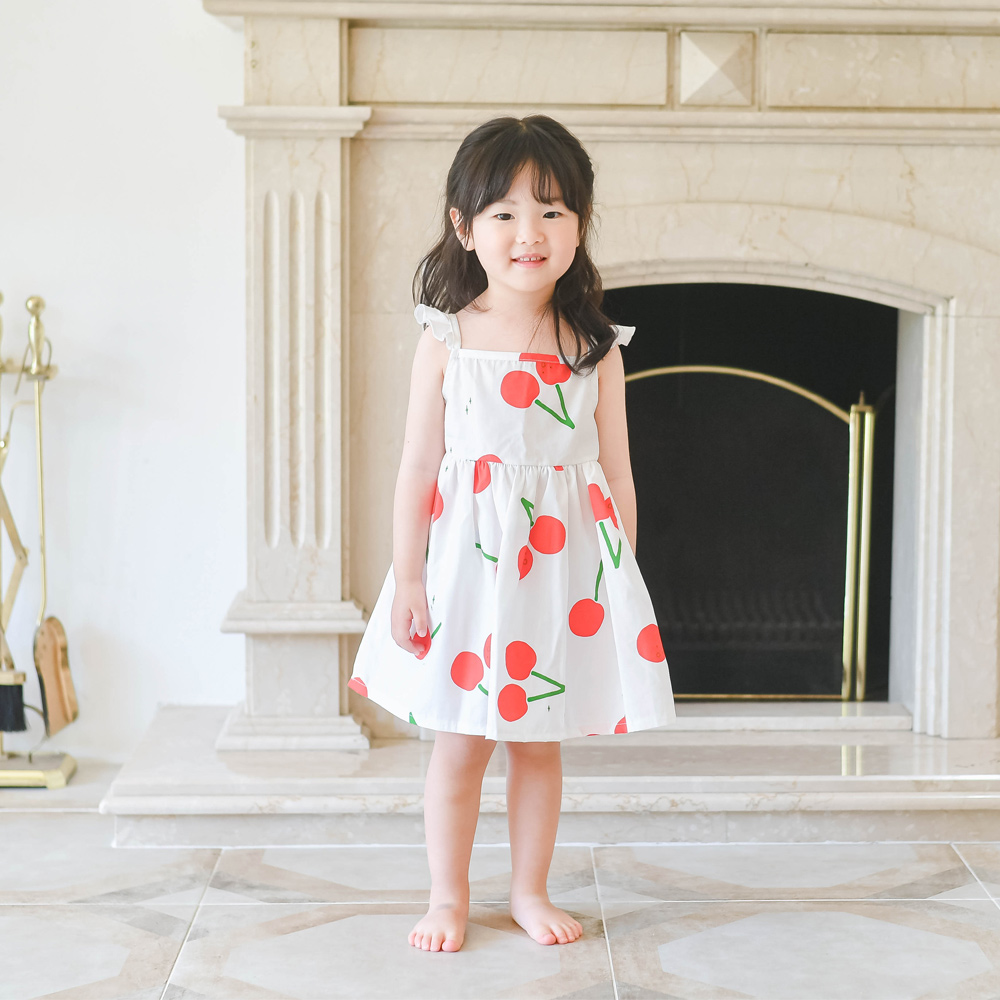 봉봉체리 나시원피스 여아 아동 화이트 보통핏