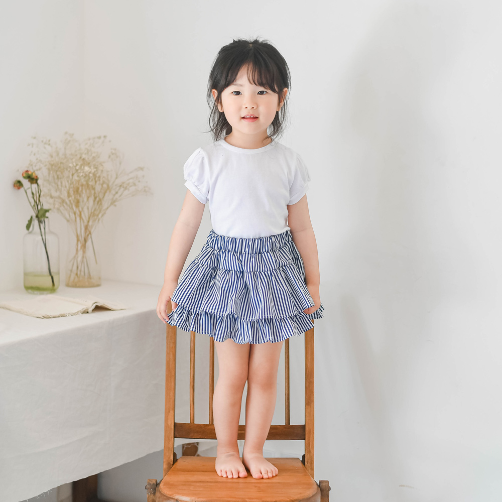 서세이스커트 속바지결합 여아 아동 스트라이프치마 화이트 보통핏 면 - 상세 이미지 2