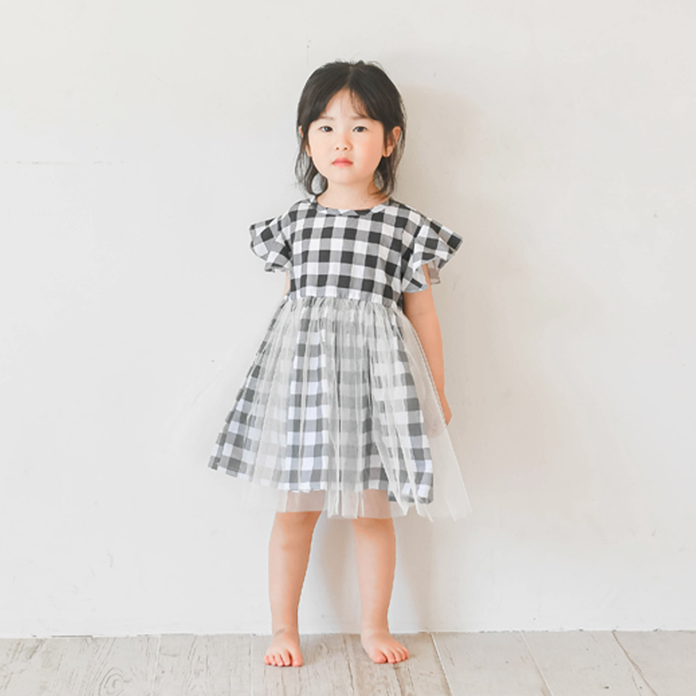 비비앙체크 튜튜원피스 여아 아동  보통핏