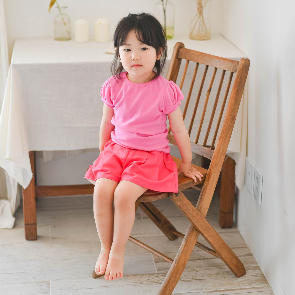 스푼 티셔츠 여아 아동 핑크 화이트 보통핏 면 반팔 기본티 - 상세 이미지 3