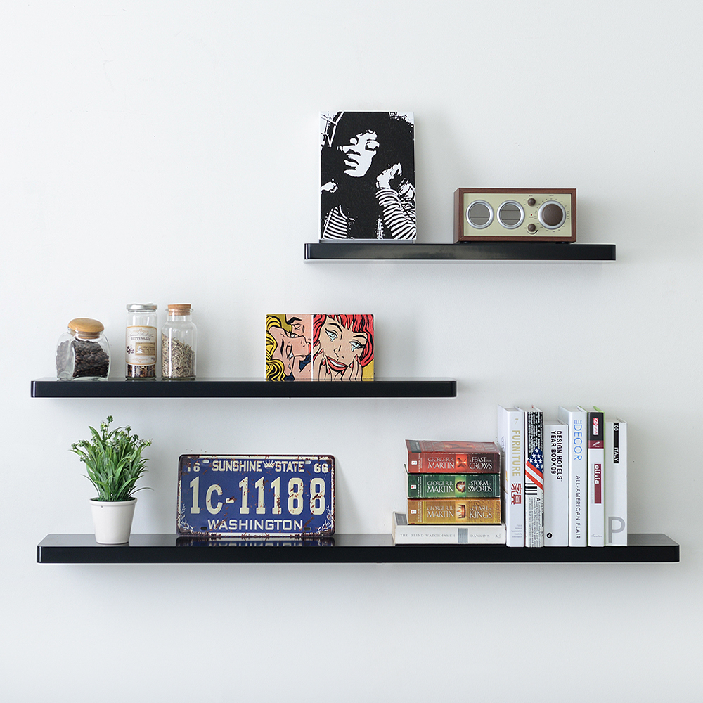 올리브 블랙 무지주 인테리어 벽선반 400 콘크리트벽