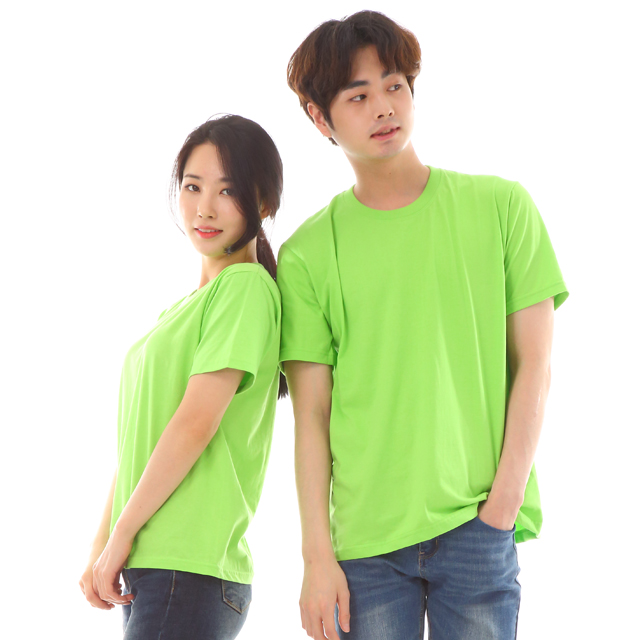서빙유니폼 30수면 연두라운드 반팔티셔츠 단체유니폼 가게티 서빙복 - 상세 이미지 3