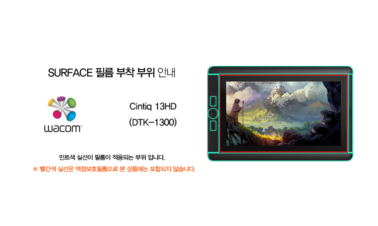 와콤 신티크 13HD 저반사 지문방지 액정보호필름 전면1매 - 상세 이미지 2