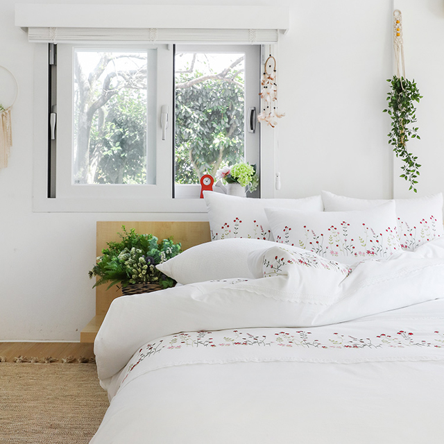 광목 자수 이불세트 레드플라워 신혼 예단 혼수 SS Q K SK - 상세 이미지 3