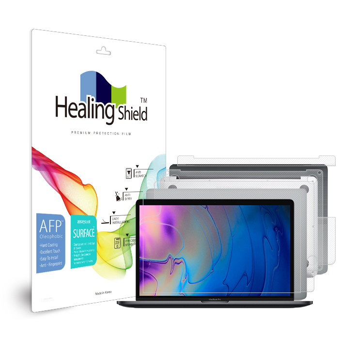 맥북프로 2018/2019 15 터치바 올레포빅 액정보호필름1매 외부3종세트 - 상품 이미지