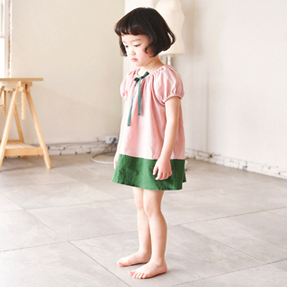 꼬모원피스 여아 아동 핑크 화이트 보통핏 면