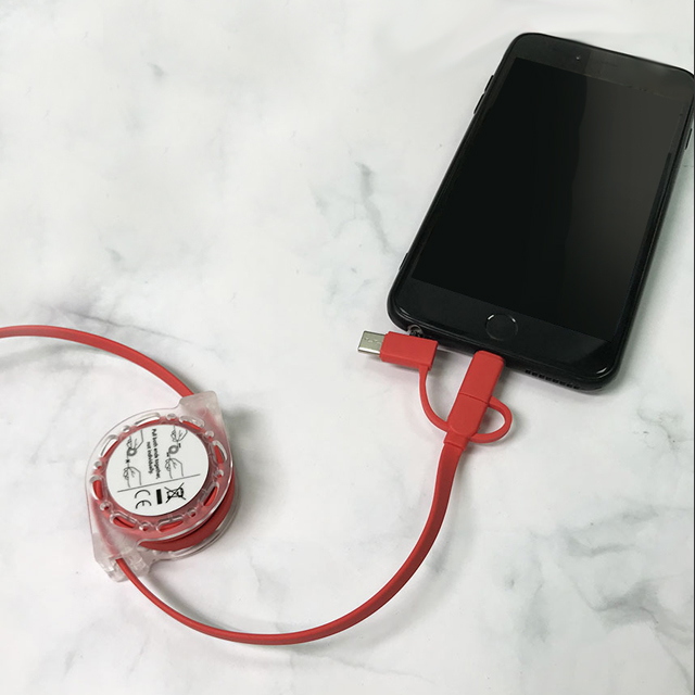 3in1 마이크로 5핀 아이폰 8핀 C타입 멀티 USB 릴 고속충전케이블 - 상세 이미지 3
