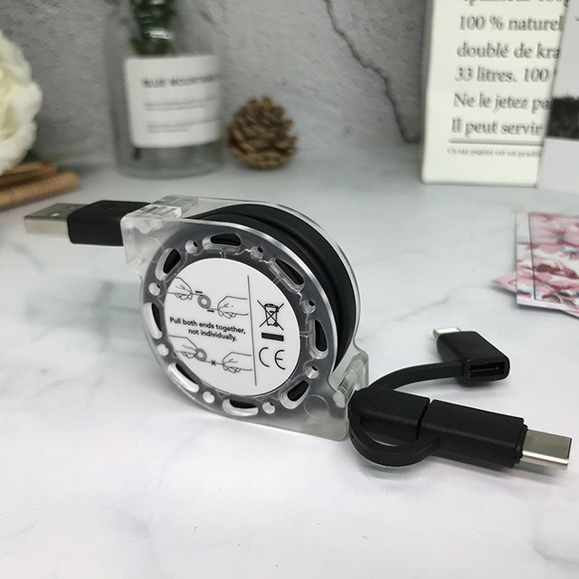 3in1 마이크로 5핀 아이폰 8핀 C타입 멀티 USB 릴 고속충전케이블 - 상세 이미지 5