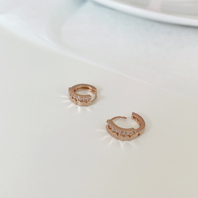 14K 골드필드 더블 큐빅 링 원터치 금침 귀걸이 - 상세 이미지 4