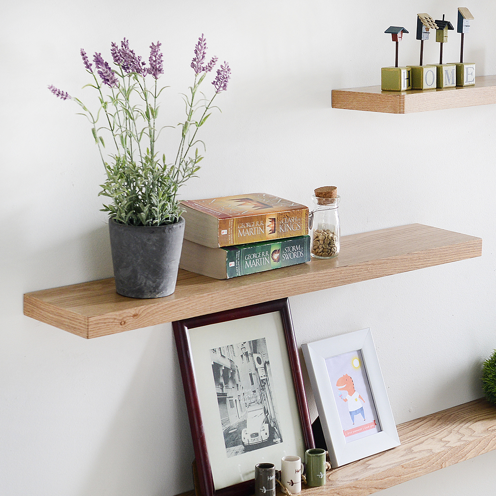 올리브 애쉬 무지주 수납 벽선반 600 콘크리트벽