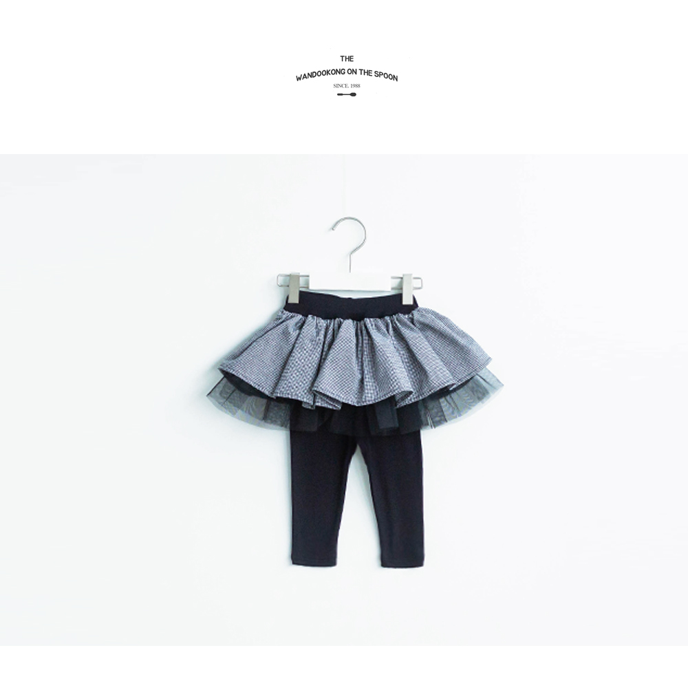 봄봄 체크치마레깅스 7부 여아 아동 블랙 보통핏 레이온 냉장고레깅스