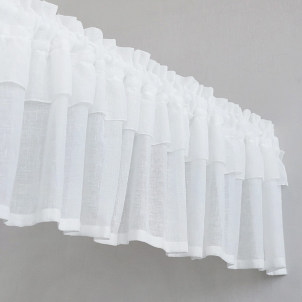 퓨어 린넨 린넨룩 프릴 주방 바란스 북유럽 가리개 커튼 40x150cm
