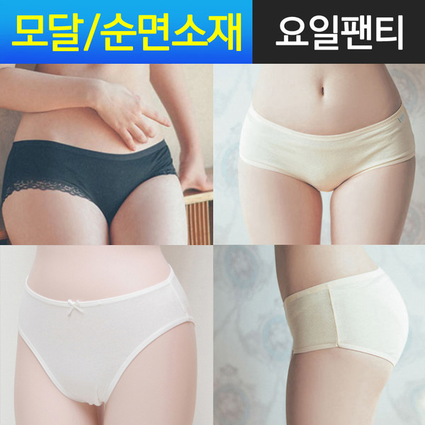 여성 팬티 순면 모달 요일 레이스 면 스판 여자 위생 데일리팬티 미디 속옷 언더웨어 - 상품 이미지