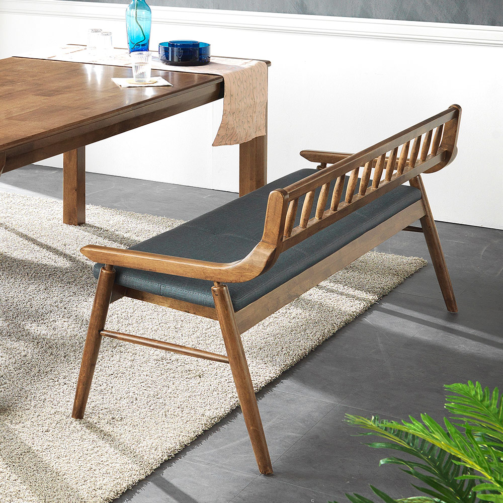 스코나 하멜른 원목 가죽 3인 등받이 벤치 의자 1400