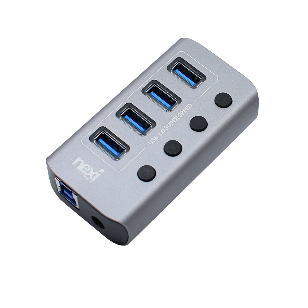 넥시 USB3.0 유전원 허브 4포트 LED 전원 - 상품 이미지