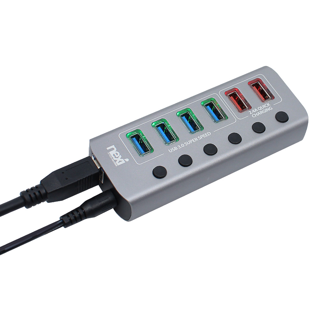 넥시 USB3.0 4포트 유전원 허브 충전 2포트 개별스위치 5Gbps - 상세 이미지 3