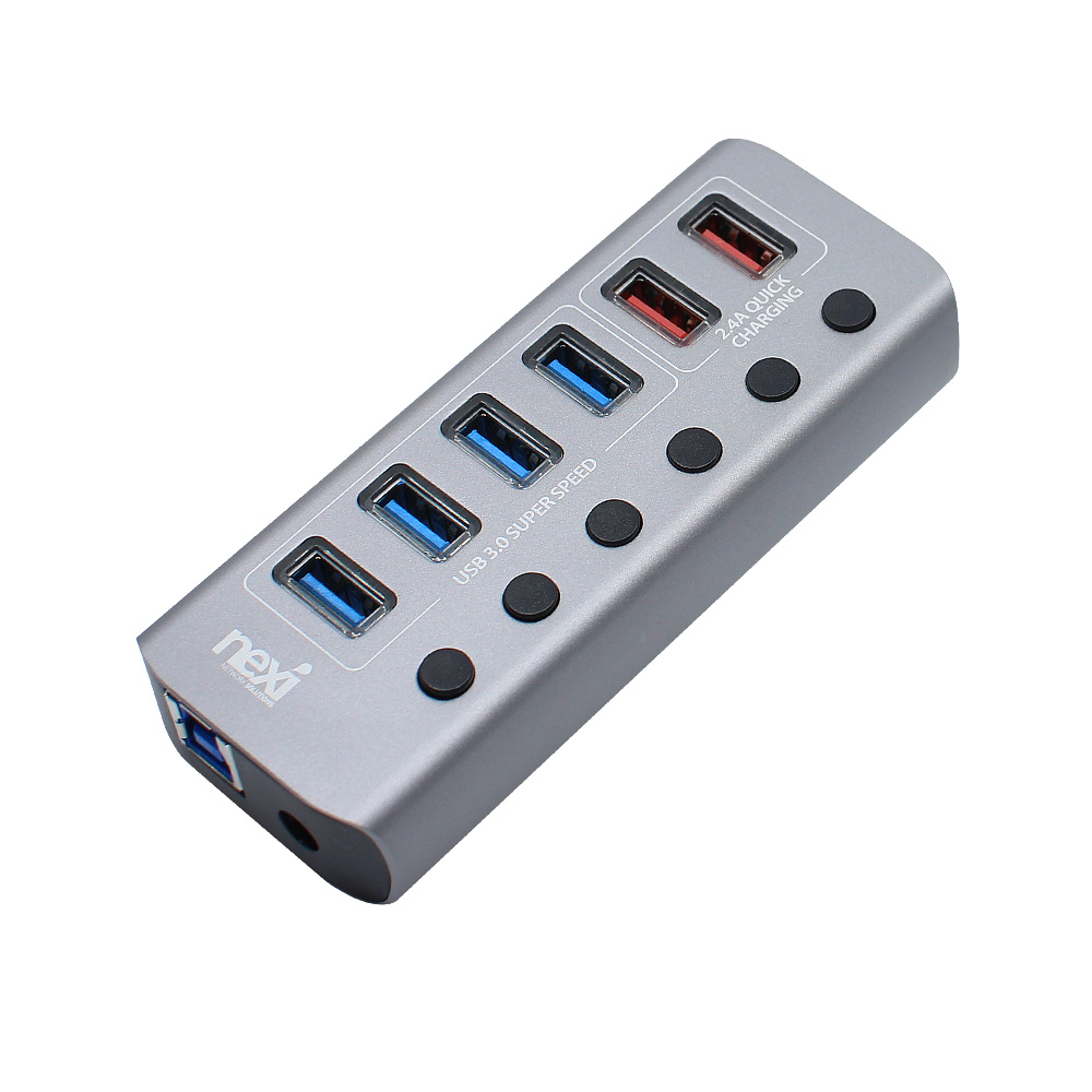 넥시 USB3.0 4포트 유전원 허브 충전 2포트 개별스위치 5Gbps - 상품 이미지