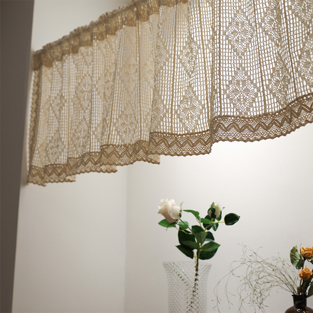 바란스 손뜨개 크로쉐 베이지 가리개 커튼 레이스 주방 문 북유럽 문가리개 방문가리개 바란스 가림막 50x150cm