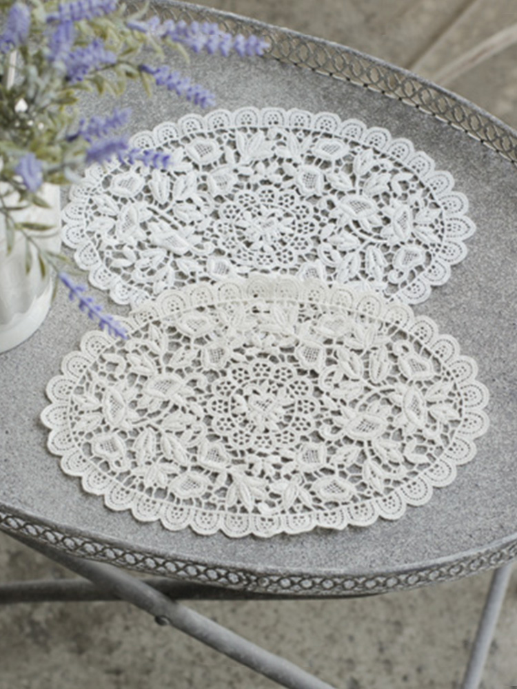 오발 코튼 레이스 매트 받침 인테리어 레이스 티코스트 컵매트 장식 소품