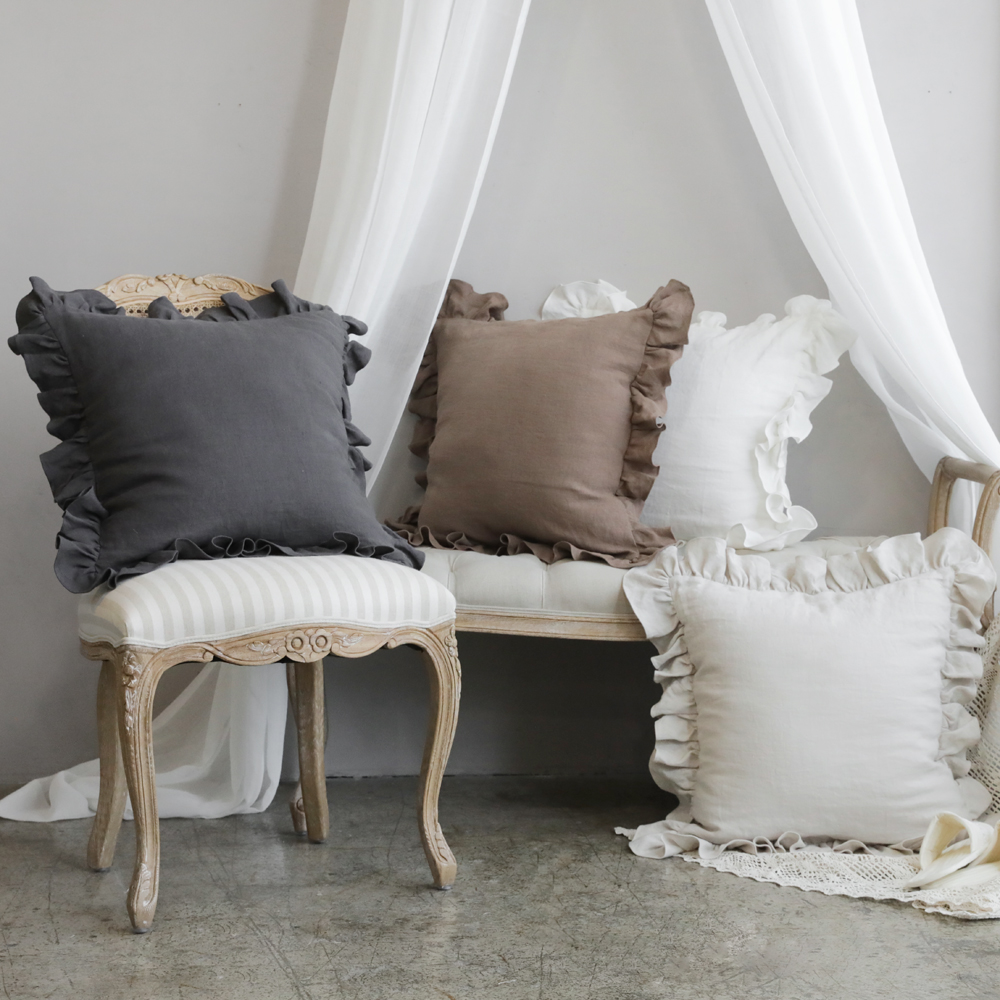 리투아 고급 북유럽 프릴 린넨 쿠션 커버 대형 인테리어 소파 침대