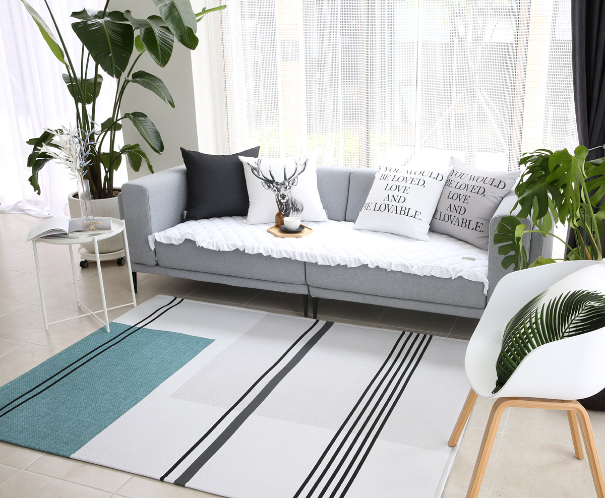 엠시베딩 워셔블러그 단모 먼지없는 사계절 방수 스퀘어패치 대형 침실 식탁 러그