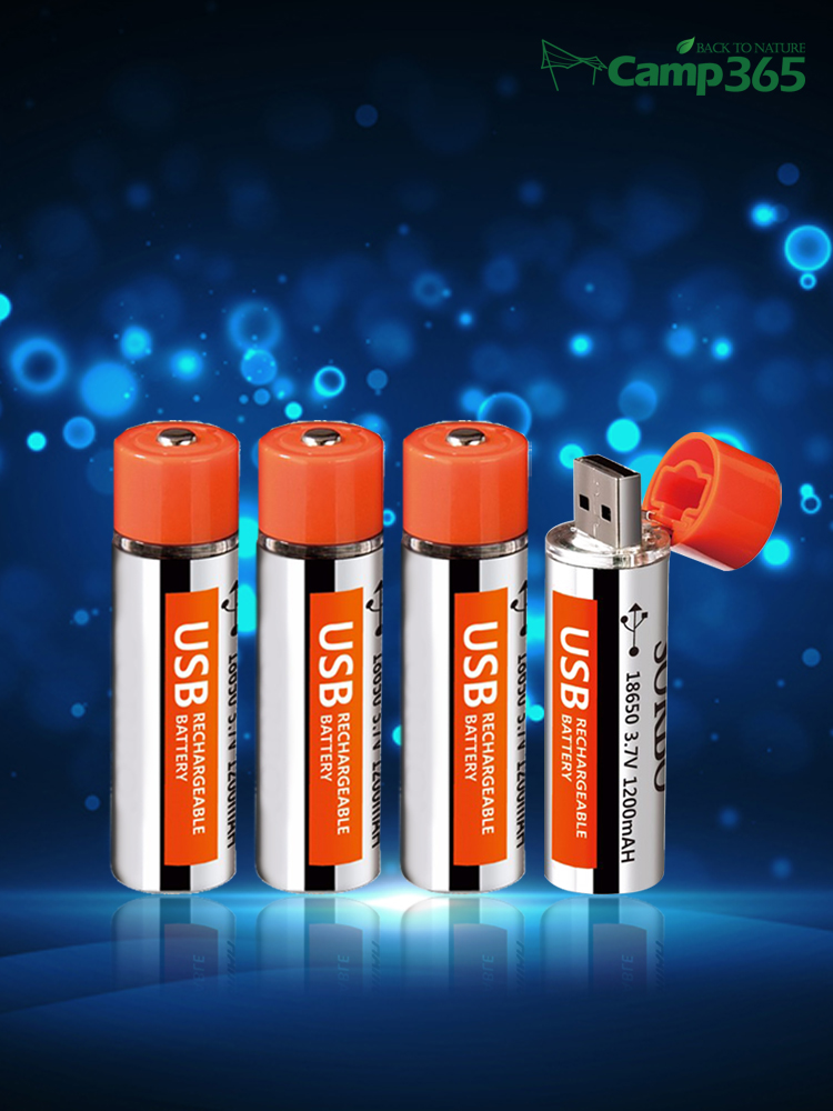 캠프365 USB 충전식 AA 배터리 4개/고속충전 건전지/친환경 건전지/충전식 전지 - 메인 이미지