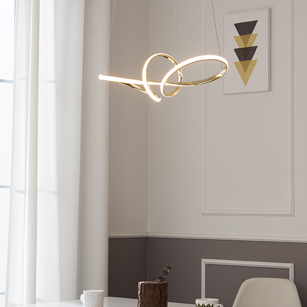 LED 식탁조명 식탁등 멜스톰 골드 40W 무드등 뫼비우스 루프 리본