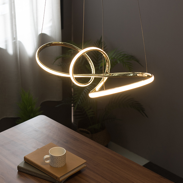 LED 식탁조명 식탁등 멜스톰 골드 40W 무드등 뫼비우스 루프 리본