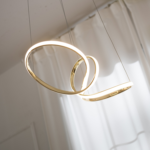 LED 식탁조명 식탁등 멜스톰 골드 40W 무드등 뫼비우스 루프 리본