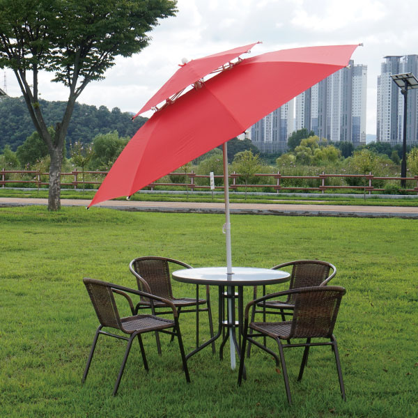 야외용 테이블 카페 테라스 정원 야외 파라솔 라탄 세트 60투명+의자2 옐로우고정형