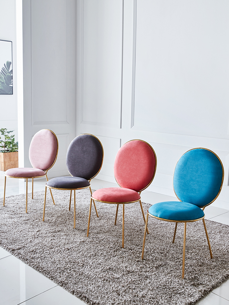 초극세사 패브릭 골드 원형 등받이 식탁 카페 의자 인테리어 라운지 체어 CL275