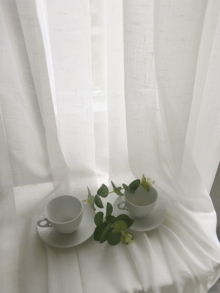 화이트 무지 쉬어 레이스 자수 린넨 쉬폰 거실용 제작 속커튼 기본핀형 1마