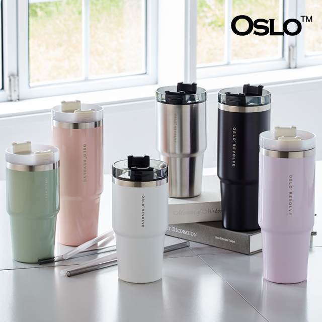 오슬로 리볼브 대용량 빨대뚜껑 보온보냉텀블러 600ml - 메인 이미지