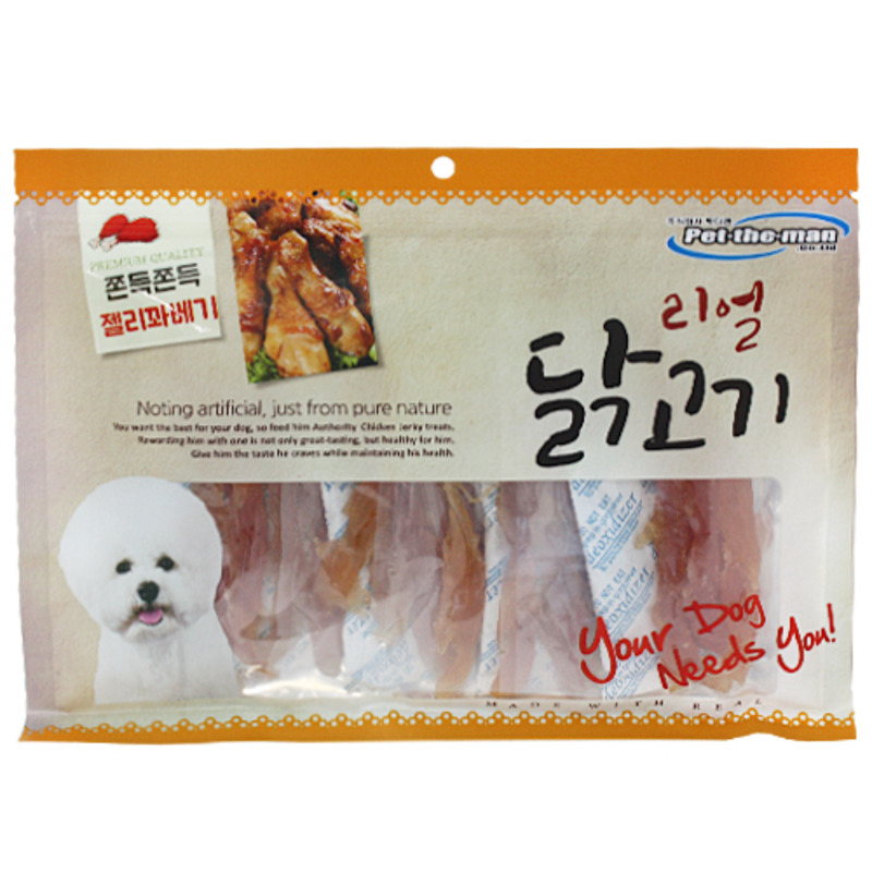 대용량 강아지 사사미 간식 헬로도기 리얼 훈제 닭고기 젤리 꽈배기, 300g, 1개 - 메인 이미지