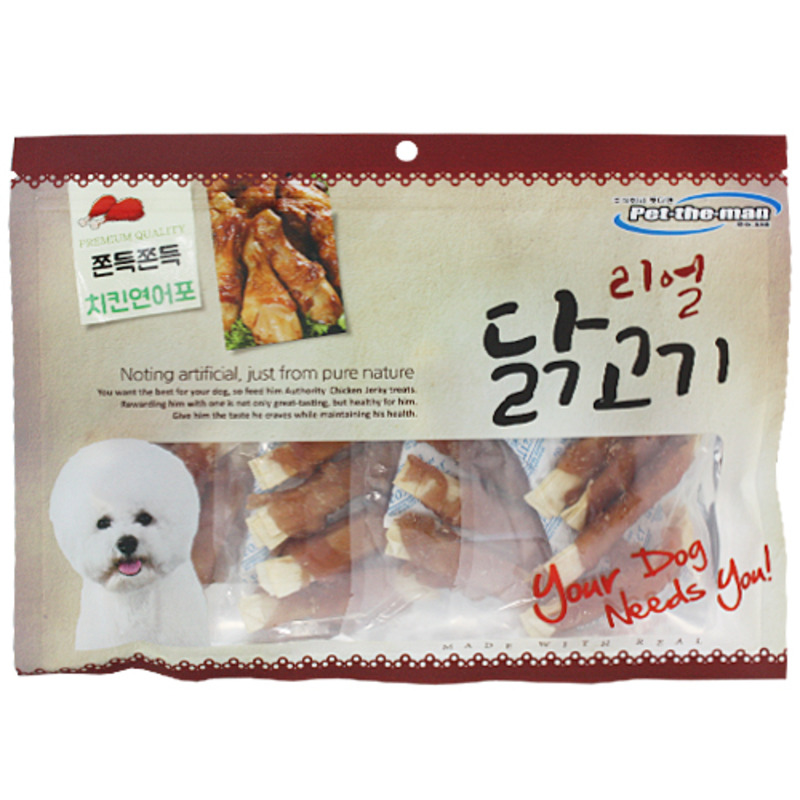 대용량 강아지 사사미 간식 헬로도기 리얼 훈제 닭고기 치킨 연어포, 300g, 1개 - 메인 이미지