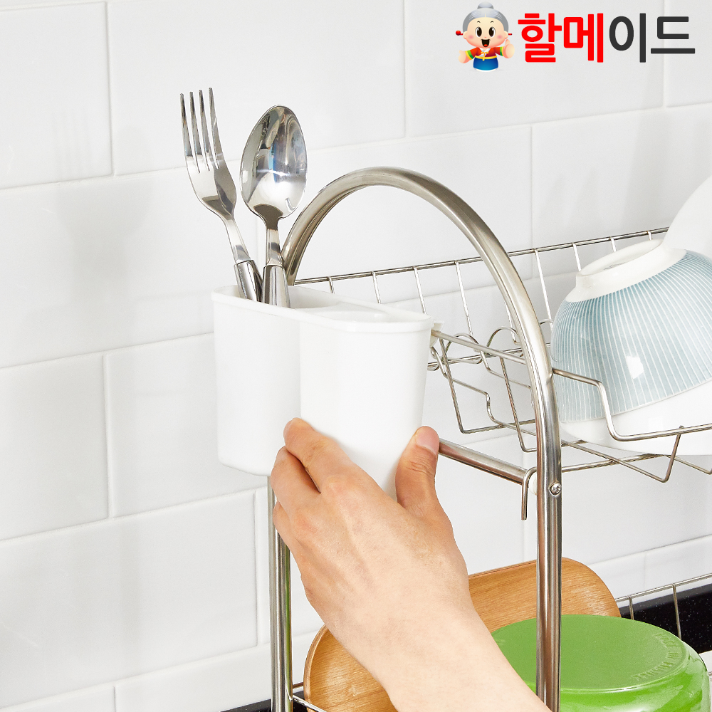 할메이드 베이직 싱크대 주방 스텐 그릇 선반 식기건조대 2단 - 상세 이미지 3