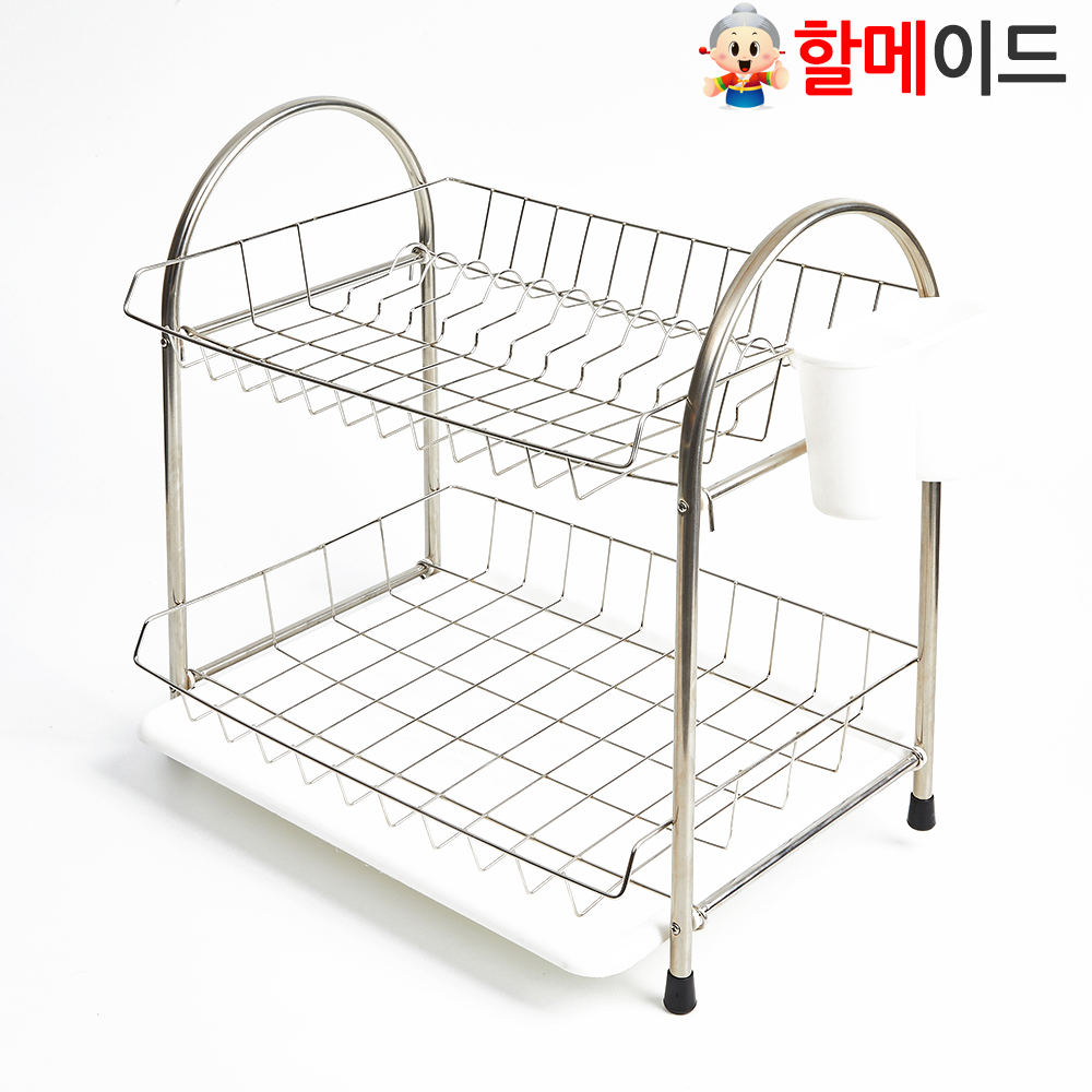 할메이드 베이직 싱크대 주방 스텐 그릇 선반 식기건조대 2단 - 상세 이미지 4