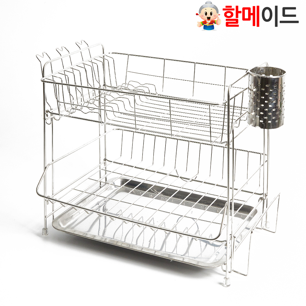 할메이드 디럭스 싱크대 주방 스텐 그릇 선반 식기건조대 2단 대형 - 상세 이미지 4