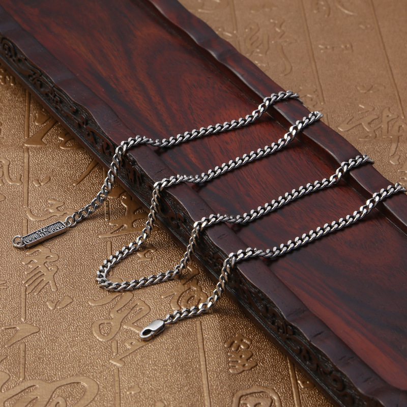 3.5mm 빈티지 엔틱 유화 체인줄 실버 925 은목걸이