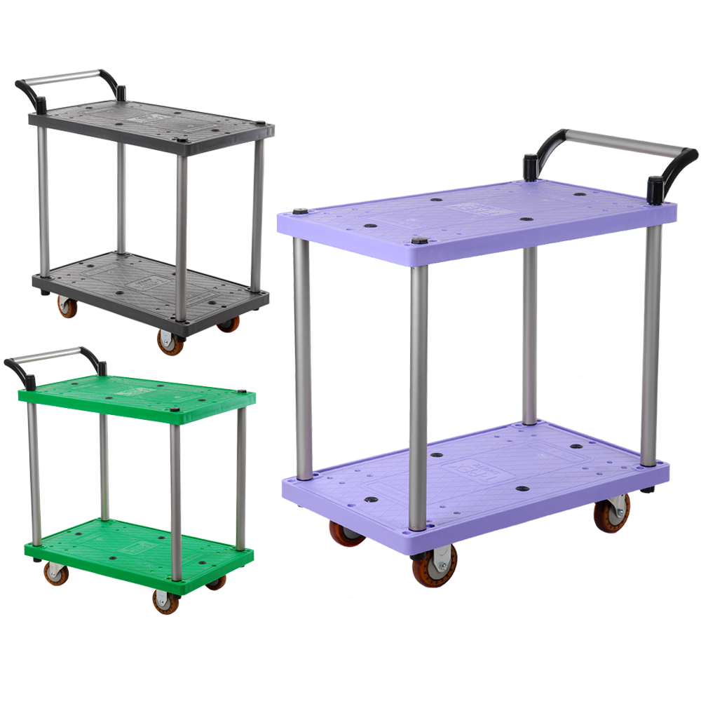 티렉스 카트 대차 구루마 구르마 서빙카트 끌차 밀차 2단 공룡중회전형2개+고정형2개 이미지 3