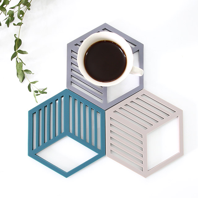 큐브 실리콘 냄비받침 미끄럼방지 3color - 상품 이미지