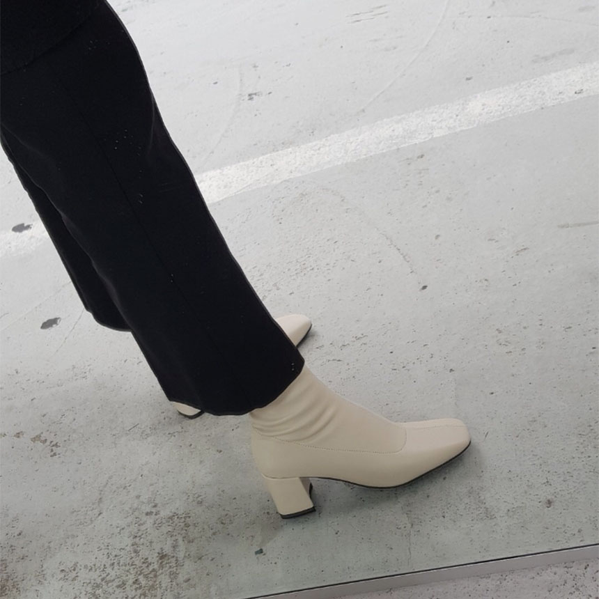 미들힐 사각코 스판 앵클 부츠 (2color) - 상세 이미지 3