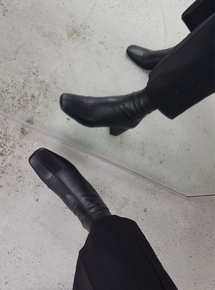 미들힐 사각코 스판 앵클 부츠 (2color) - 상세 이미지 2