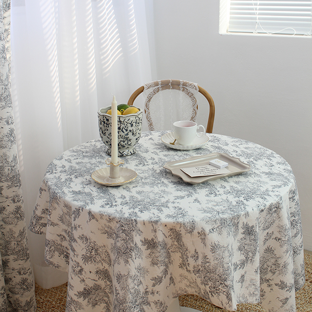 살림씨 플라워 린넨 식탁보 테이블보 사각 원형 카페 홈파티 로망스 골드 95X110