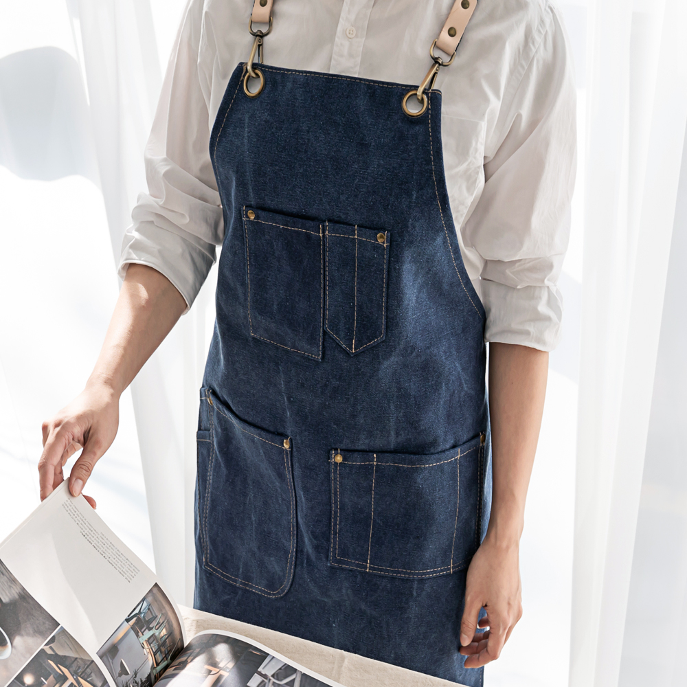 칼딘 어린이집 카페바리스타 주방 공방 에이프런 스탠다드 심플 캔버스 3포켓 앞치마 민트