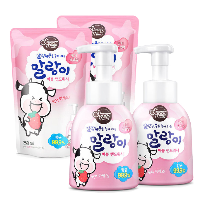 말랑카우 말랑이 버블 핸드워시 300ml 용기 1개+250ml 리필 4개 - 상세 이미지 5