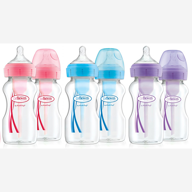 닥터브라운 옵션스플러스 PP컬러젖병 270ml 2P -와이드넥 핑크 블루 퍼플-배앓이방지 - 상품 이미지