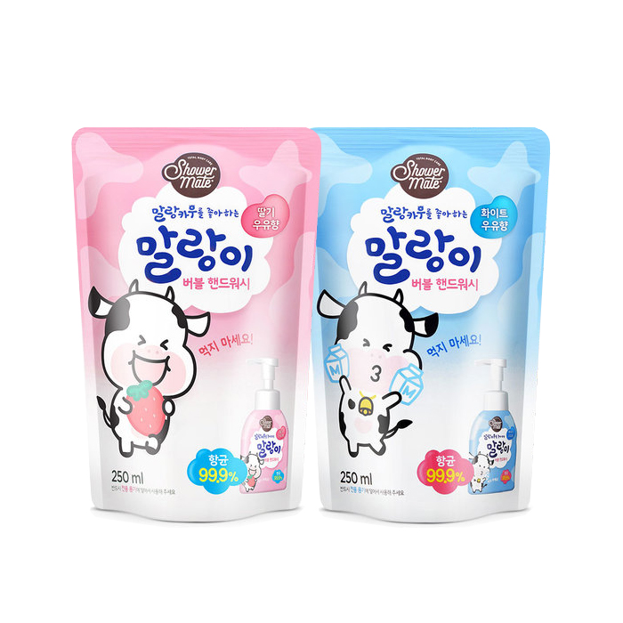 말랑카우 말랑이 버블 핸드워시 250ml 리필 4개 - 상품 이미지